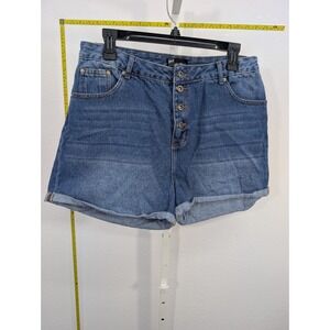 Gef France Green Womens Denim‎ Shorts Size 12 Medium Wash Button Fly High Rise